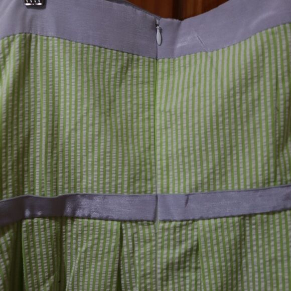 Talbots Vintage y2k Seersucker Green Striped Strapless Dress Pin Up 14 - Picture 8 of 15